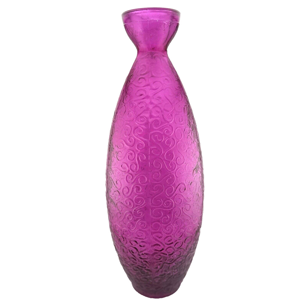 HUGE Lafiore Fuchia Pink vase Handblown in Spain 16"